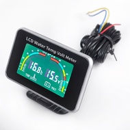 Universal Car 2 in 1 LCD Digital Display Voltage Pressure Gauge & Water Temp Temperature Meter 1/8NP