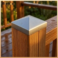 Blesiya 6 Pieces Pyramidal Top Metal Fence Post Cap Brushed Finish Square Fence Post Cap Predrilled 