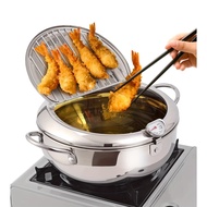 1pc frying，Stainless Frying with Thermometer，French fries、, etc，Gas Stove Induction Cooker Universal