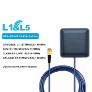 L1 GPS ภายนอก &amp; L5ความถี่คู่ความแม่นยำสูงเสาอากาศนำทางรถยนต์อเนกประสงค์แบบ GNSS 3M 28DBI สายเคเบิลตัวผู้ SMA