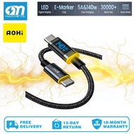 AOHI AOC-L010 140W USB C to USB C Cable with Display, Magline USB C Cable Nylon 4ft Type C Fast Char