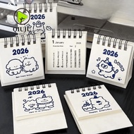 QIUJUU 2026 Desk Calendar, Cartoon Mini Coil Calendar,  Portable Calendar Plan Book Desktop Ornament