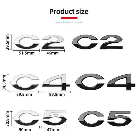 C2 C4 C5 letter logo car stickers Suitable for Citroen C2 C4 C5 rear trunk 3D three-dimensional pers