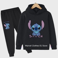 2023 Anime Lilo &amp; Stitch Hoodie Set Kids Clothes Girls Clothing Kakarotto Hooded Goku Sweaters Baby Boys Hooded +pants 2pcs