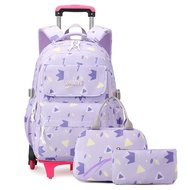 3Pcs School Bags For Girls Rolling Backpack Kids Bookbag With Wheels Students Trolley Schoolbag With Lh Bag And Pencil Bag