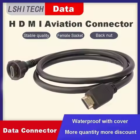 M20 Extender 1M Cable Female to Male Aviation Plug Panel Socket Waterproof HDMI2.0 Connector 4K HD H