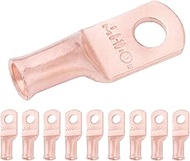 SELTERM 8 AWG # 10 Stud (10 pcs.) UL Heavy Duty Wire Lugs, Battery Cable Ends, Bare Copper Eyelets, 