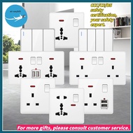 [white ] Modern large plate frameless universal 1/2/3/4 way switch/13a plug socket light switch 3/5 core plug USB socket 13A 15A 16A 20A 45A air conditioner/water heater