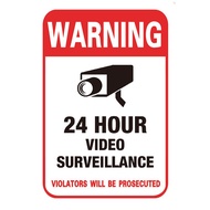 24H Video Camera System Warning Sign Wall Decal Surveillance Monitor Decal Public Area Home Security