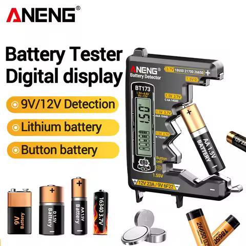 Digital Display Battery Voltage Tester ANENG BT173 High Precision 12V 23A/9V 6F22 Button Cell etc.Po
