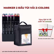 ZHONGCAI 2-tip marker pen 30 diverse colors, good color blending ability, convenient fabric bag NO.7