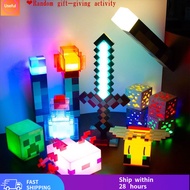 【免运费】MC 2025 LED Minecraft Lamp Torch Color Changing Water Bottle Ore Block Axolotl Pig Head Bee Fox