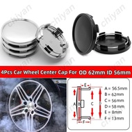 4Pcs/Set OD 62mm 2.44" ID 56 mm 2.20" Dia Car Wheel Center Rim Hub Universal Cover Rims 6 Clips Tire