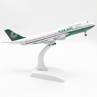 EVA AIR Boing 747 Airplane Model (Aircraft Metal Model) Made Of Steel With Wheels Size 20 Cm. With P