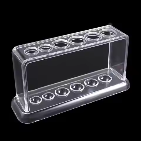Scientific Experiment Clear 16.7*8*3cm 6 Holes Transparent Test Tube Rack Burette Shelf Test Tube Ho