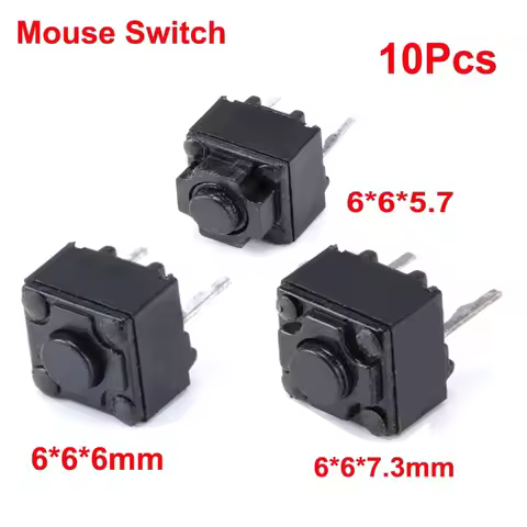 10pcs Micro Mouse Square Switch Button 6*6*5.7mm/6*6*6.0mm/6*6*7.3mm 6x6x5.7/6/7.3mm Tact Switch Mic