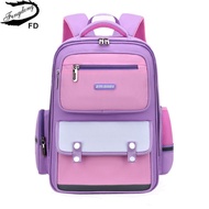 Fengdong elementary school bags for girls waterproof bag books pink backpack large capacity luminous girl
