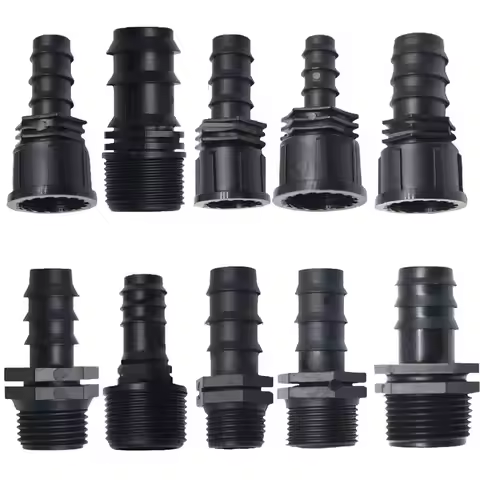 1PC 1/2 3/4 Female Male Thread To 1/2 3/4 1 Inch Garden Hose Barb Connector 16mm 20mm 25mm Plastic I