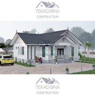 Pelan Rumah 1400kps | English style | 3 Bilik 2 Bilik Air | Pelan Rumah 1 tingkat | Rumah Banglo Des