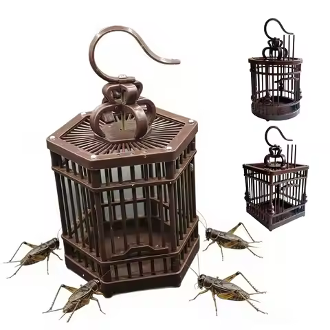 Portable Handmade Grasshopper Cage Plastic Woven Bamboo Cricket Hanging Racks Large Cricket Cages