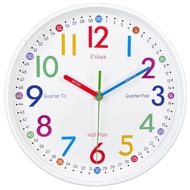 10 inch Kids Wall Clock, Teaching Clock for Kids, Silent Analog Clock for Kids Room Decor, Colorful 