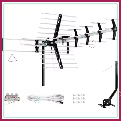 Outdoor HDTV Antenna 200 Mile Long Range, Digital OTA 4K 1080P VHF UHF, Supports 4 TVs, ATSC 3.0 Rea