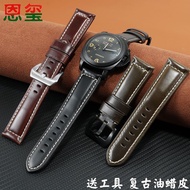Cowhide Strap Men Suitable for Paneha Hamilton West Iron City Fossil Wax Leather Watch Strap 20 22 24mm