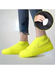 1入隨機顏色橡膠雨鞋套，矽膠防水鞋套，可重複使用的防滑雨鞋套，適用於戶外活動