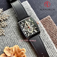 [Original] Alain Delon AD473-1732C Chronograph Men's Watch with Black Dial Black Genuine Leather | O