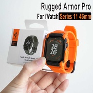 SpIGen Rugged Armor Pro Shell for iWatch Ultra3 49mm + Frame for iWatch Series 11 46mm TPU Strap Acc