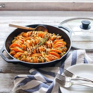 美國LODGE 主廚系列 美國製雙耳鑄鐵深煎炒鍋(附蓋)-32cm