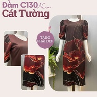 Đầm trung niên nữ cao cấp mềm mát mịn quà tặng bà tặng mẹ đầm C130 - Thời trang Cát Tường