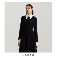 [asava aw24] Asava Long Sleeve Shirt เสื้อเชิ้ตผู้หญิง แขนยาว แต่งดีเทลปกเสื้อและข้อมือ กระดุมหน้า แ