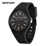 SANDA Women Watches Man Silicone Strap 3Bar Waterproof Clock Quartz Wristwatches For Lady Fashion Casual Watch