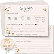 OLGS Baby Shower Guessing Game 25 Cards to Fill in DIN A6 | Baby Bet Typing Cards for Baby Shower | 