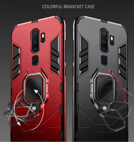 Shockproof Armor Case for OPPO A9 A5 2020 Find X2 Reno3 Pro 2Z F11 Stand Holder Car Ring Back Cover 