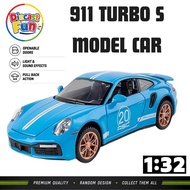 1:32 911 Turbo S Super Sport Car Alloy Diecast Model Car with Pull Back Action Light Sound Collectib