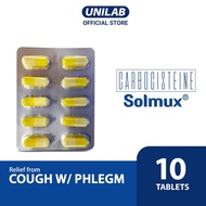 Unilab Solmux 500 mg 10 Carbocisteine Capsules - Fast and Trusted Relief from Cough with Phlegm with