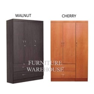 Solid Plywood 3 Doors Wardrobe Cabinet (Fully Assembled) / Standalone Wardrobe / Open Door Wardrobe