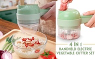 4 in 1 Handheld Electric Vegetable Cutter Set Cordless Electric Garlic Chopper Portable Food Slicer 