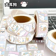 Big-Eared Dog Roll Sticker Sanrio Cinnamon Dog Square Sealing Sticker Handbook Goo Card Decoration S