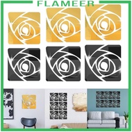 [Flameer] Mirror Stickers Floral Pattern Wall Stickers Wall Decor Self Adhesive Floral for Tiles Walls