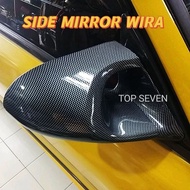 Side Mirror Ganador Wira Evo3 Carbon Kilat Cermin Biru