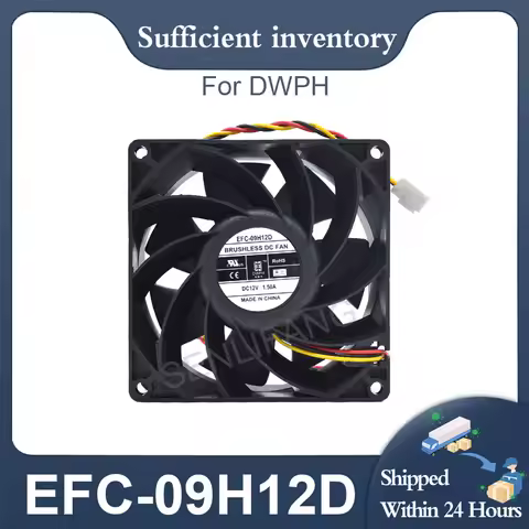 New For DWPH EFC-09H12D 92*92*38MM Square Cooler DC12V 3Wires 1.50A Brushless Cooling Fan