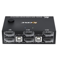 8K Dual Monitor KVM SwitchDisplayport 1.4 KVM Switch 2 Monitors 2 Computers 8K 30Hz 4K 144Hz with 4 