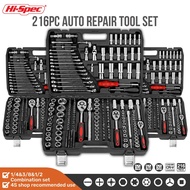 Hi-Spec 216pcs Mechanical Tool Box Hand Tool Kit Mixed Wrenches 1/2" 1/4" 3/8" Socket Set Garage Aut