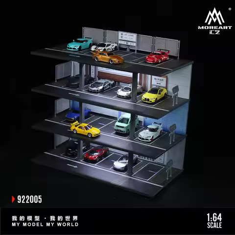 TimeMicro&MoreArt 1:64 Japanese three-storey parking building garage storage display scene - stock -