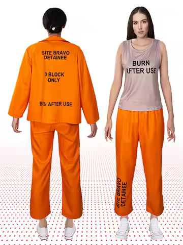 Adult Orange Prisoner Uniform Outfit Suicide Harley Cospaly Joker Clown Costume Quinn Halloween Carn