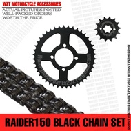 WZT SUZUKI RAIDER150 BLACK CHAIN AND SPROCKET SET 4HOLES (14T/43T 428H-132L) FOR MOTORCYCLE
