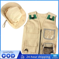 Kids Photography Vest Kids Explorer Costume Cargo vest kids Vest Hat for Toddlers Park Ranger Zoo Ke